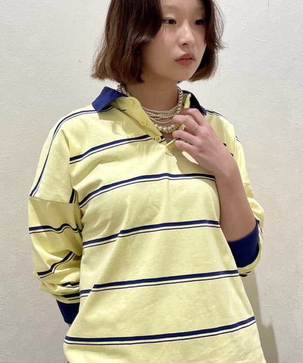 水野 萌香さんの「BEAMS WOMEN｜【別注】Champion / ボーダー ポロシャツ」を使ったコーディネート