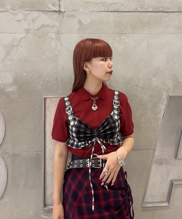 もえのさんの「BEAMS WOMEN｜チェック シャーリング タイトスカート」を使ったコーディネート