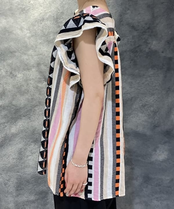 菜月さんの「BEAMS WOMEN｜リネン タブ付き ワイドパンツ」を使ったコーディネート