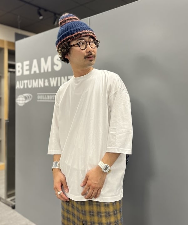 BAKU(東江 漠)さんの「BEAMS WOMEN｜シャギー ボーダー ワッチキャップ」を使ったコーディネート