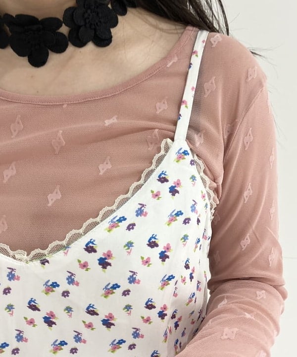 晶さんの「BEAMS WOMEN｜フロッキー プリント シアー ラウンドネック トップス」を使ったコーディネート