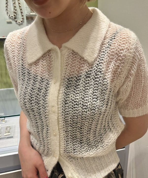 ナカノ アイさんの「BEAMS WOMEN｜シャギー メッシュ ポロ カーディガン」を使ったコーディネート