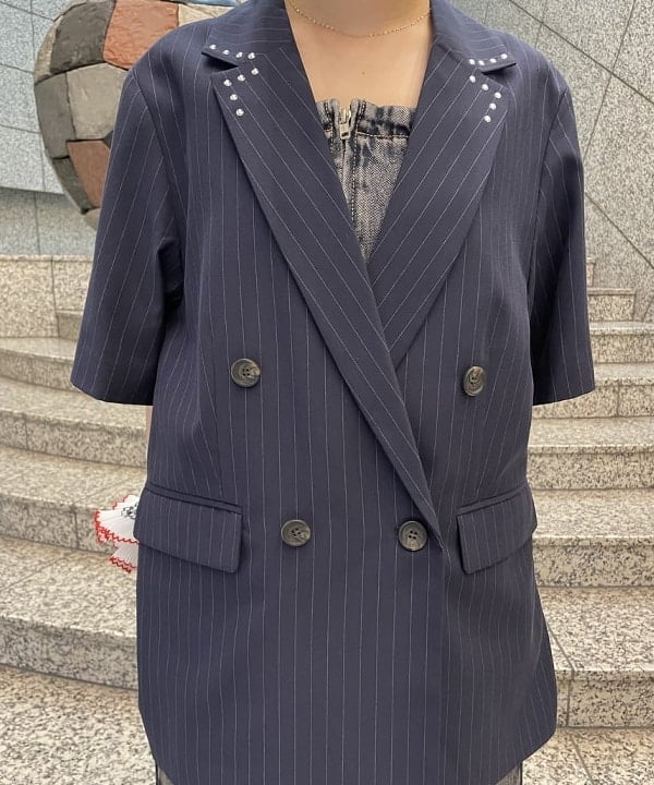 まゆちゃんさんの「BEAMS WOMEN｜ラペル ドット ハーフスリーブ ジャケット」を使ったコーディネート