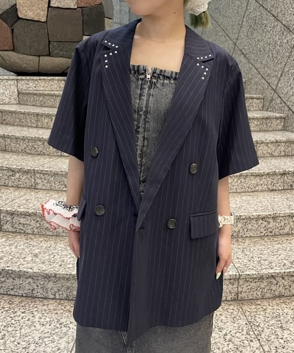 まゆちゃんさんの「BEAMS WOMEN｜ラペル ドット ハーフスリーブ ジャケット」を使ったコーディネート