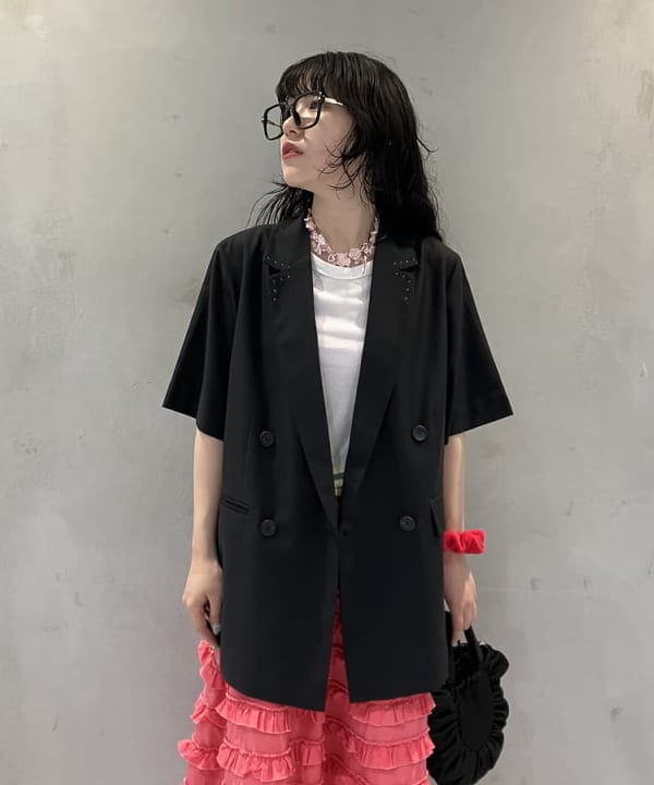 須賀さんの「BEAMS WOMEN｜ラペル ドット ハーフスリーブ ジャケット」を使ったコーディネート