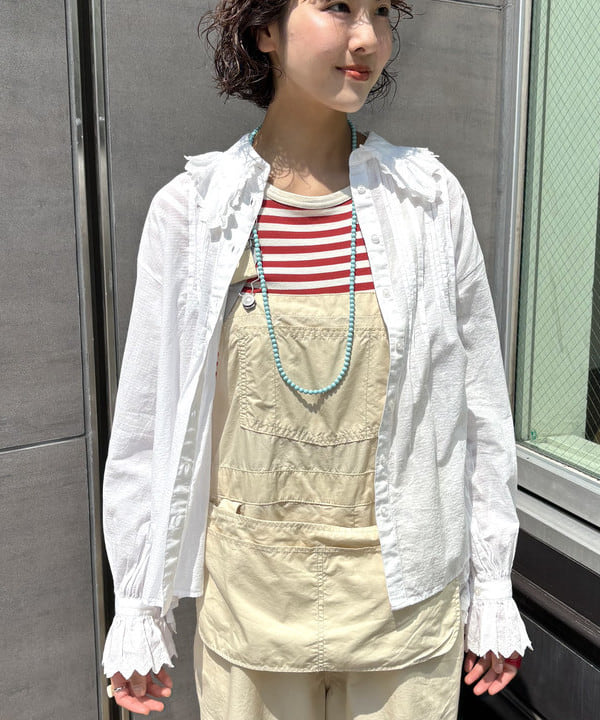 み　う　ちさんの「BEAMS WOMEN｜ユーロ ヴィンテージ フリル シャツ」を使ったコーディネート