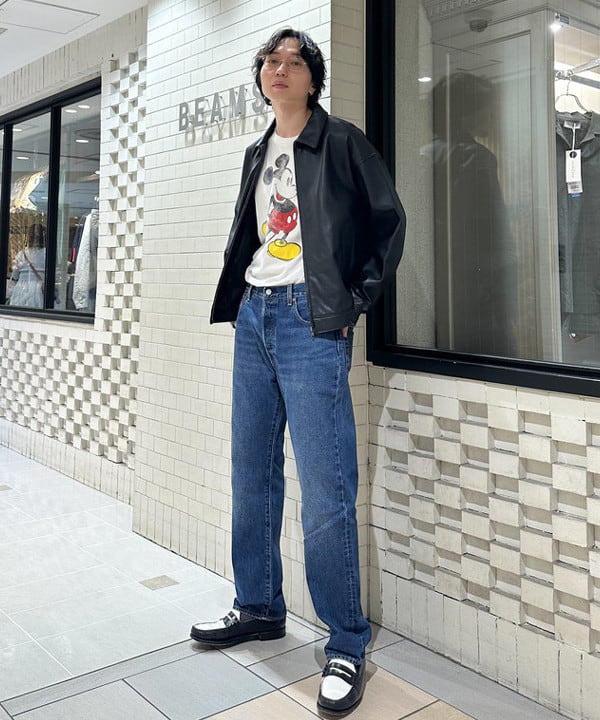 SUDOさんの「BEAMS WOMEN｜ワイドフィット レザー ジップブルゾン」を使ったコーディネート