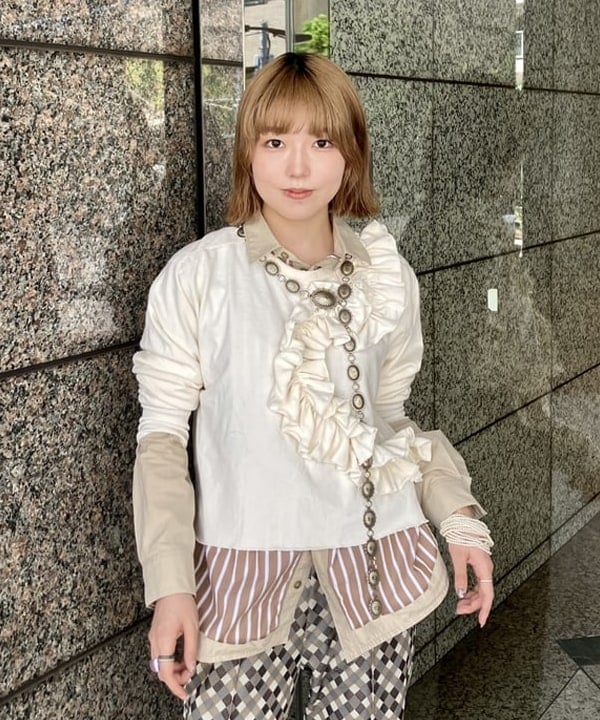 小原 もこさんの「BEAMS WOMEN｜ポリエステル ジャカード パンツ」を使ったコーディネート