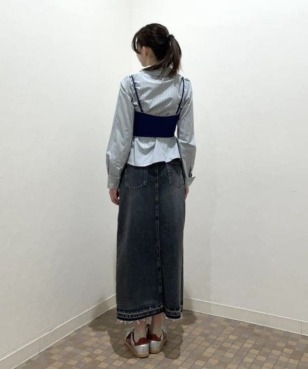 加歩さんの「BEAMS WOMEN｜ストライプ ジップ シャツ」を使ったコーディネート