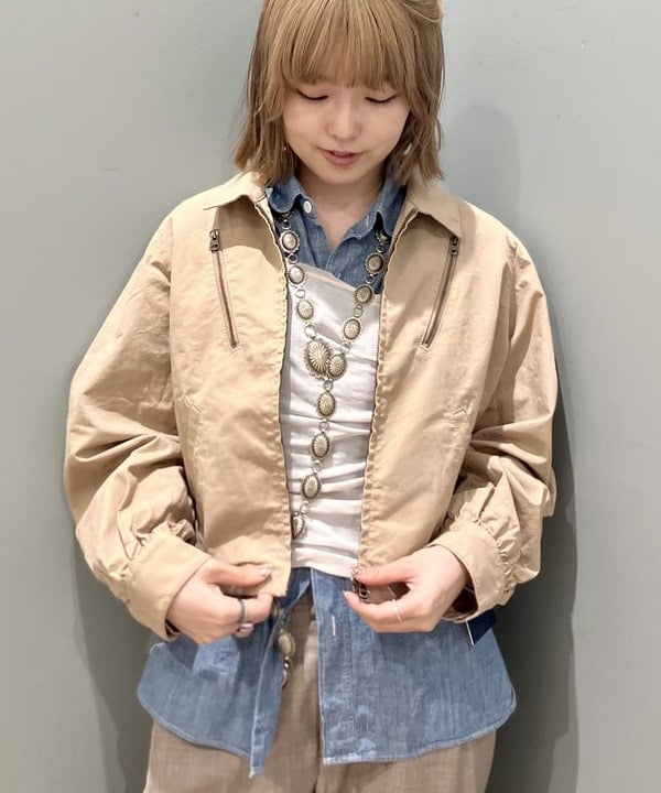 小原 もこさんの「BEAMS WOMEN｜maturely / コットン シルク ジッパー ブルゾン」を使ったコーディネート