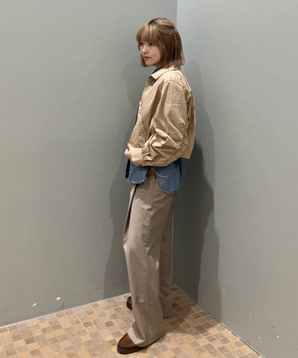 小原 もこさんの「BEAMS WOMEN｜maturely / コットン シルク ジッパー ブルゾン」を使ったコーディネート