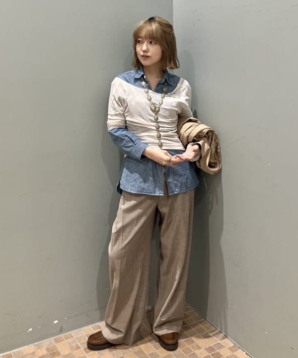 小原 もこさんの「BEAMS WOMEN｜maturely / コットン シルク ジッパー ブルゾン」を使ったコーディネート
