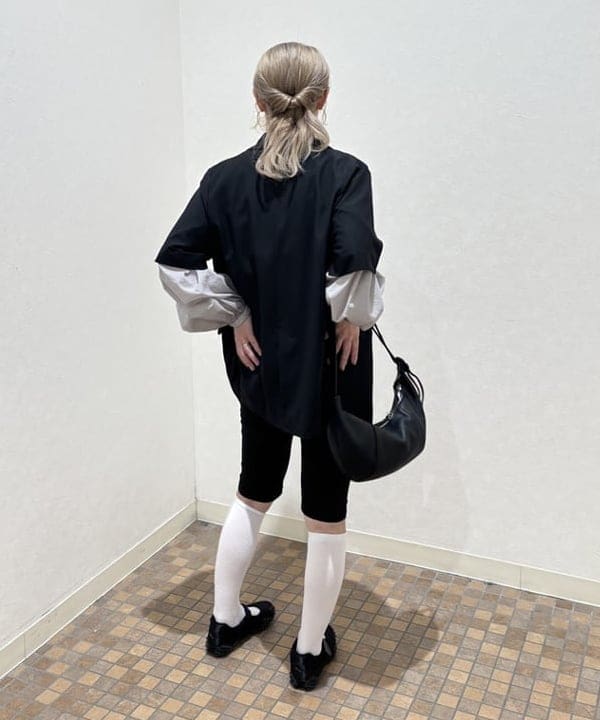 YABUさんの「BEAMS WOMEN｜ラペル ドット ハーフスリーブ ジャケット」を使ったコーディネート