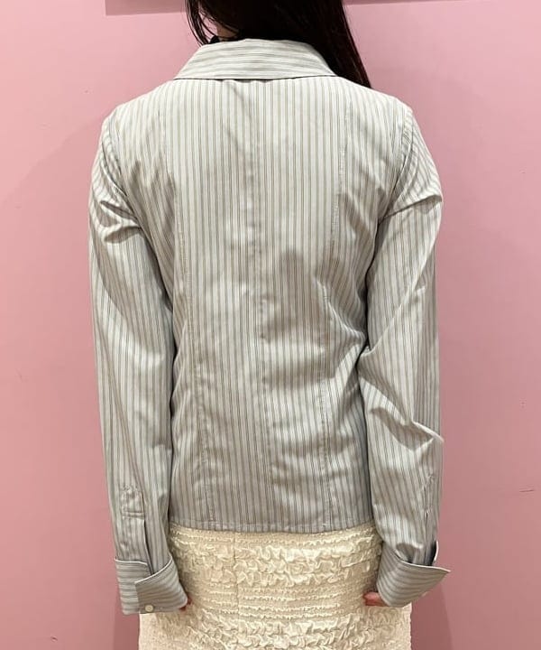 晶さんの「BEAMS WOMEN｜ストライプ ジップ シャツ」を使ったコーディネート