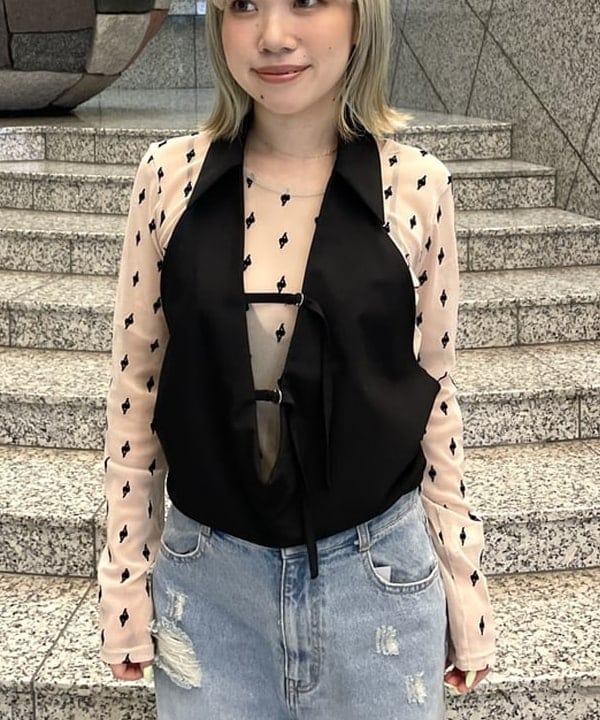 まゆちゃんさんの「BEAMS WOMEN｜フロッキー プリント シアー ラウンドネック トップス」を使ったコーディネート