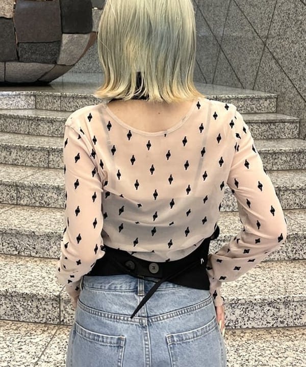 まゆちゃんさんの「BEAMS WOMEN｜フロッキー プリント シアー ラウンドネック トップス」を使ったコーディネート