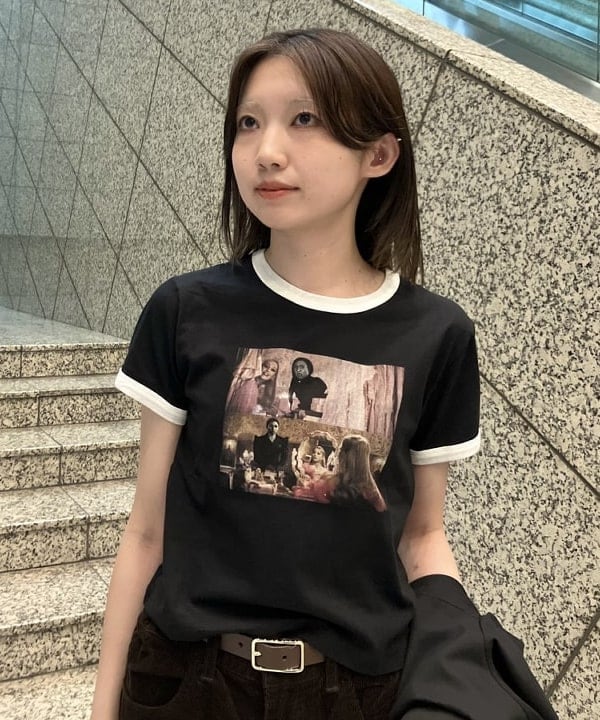 加歩さんの「BEAMS WOMEN｜【別注】GOOD ROCK SPEED / Wicked / リンガー Tシャツ」を使ったコーディネート