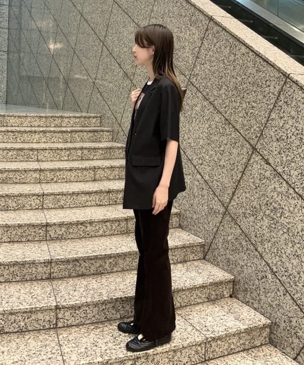 加歩さんの「BEAMS WOMEN｜【別注】GOOD ROCK SPEED / Wicked / リンガー Tシャツ」を使ったコーディネート