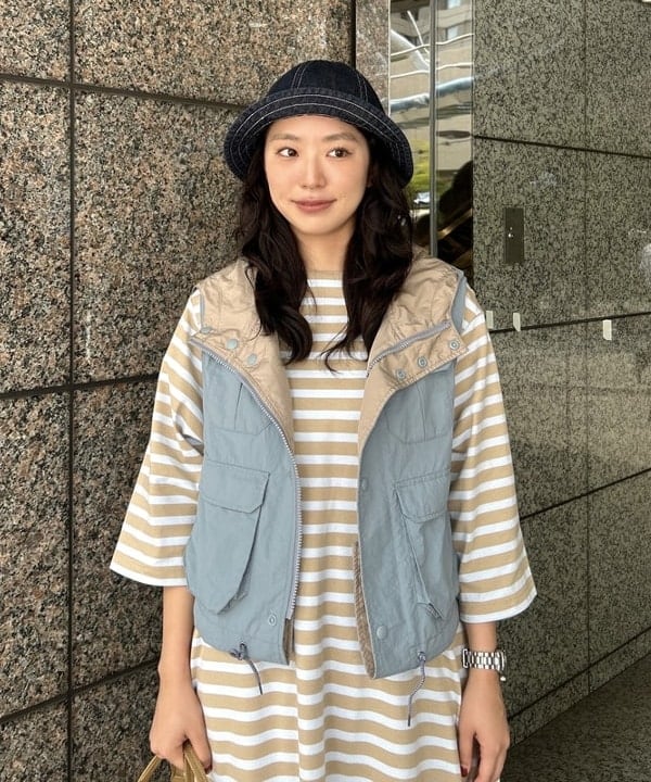 ばるたんさんの「BEAMS WOMEN｜【別注】LACOSTE / ボーダー ハーフスリーブ ドレス」を使ったコーディネート