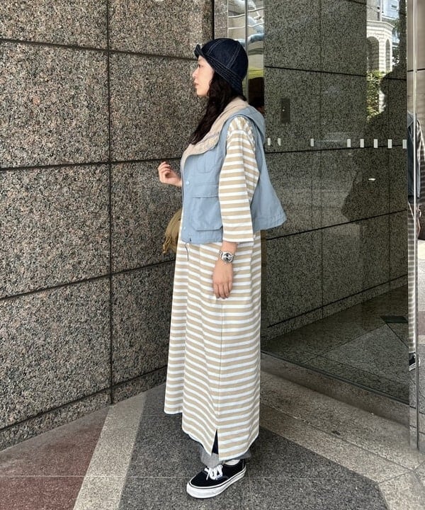 ばるたんさんの「BEAMS WOMEN｜【別注】LACOSTE / ボーダー ハーフスリーブ ドレス」を使ったコーディネート