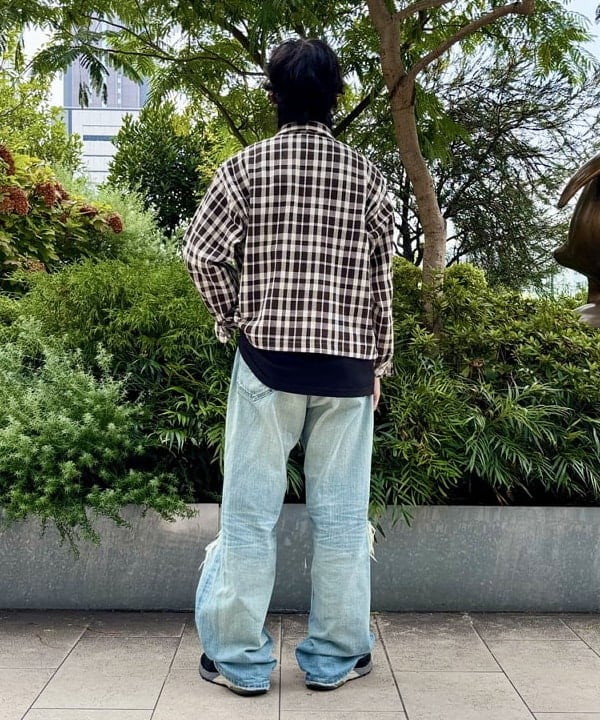 うえきんぐさんの「ワイドショートフィット メッシュ ジップアップ シャツ」を使ったコーディネート