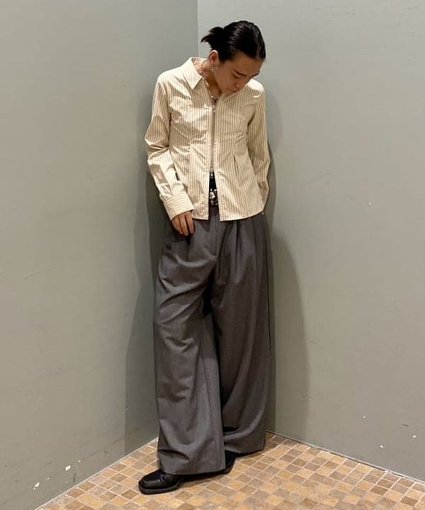 はるひむさんの「BEAMS WOMEN｜ストライプ ジップ シャツ」を使ったコーディネート