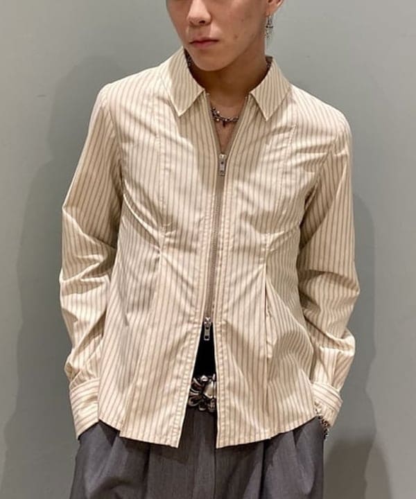 はるひむさんの「BEAMS WOMEN｜ストライプ ジップ シャツ」を使ったコーディネート