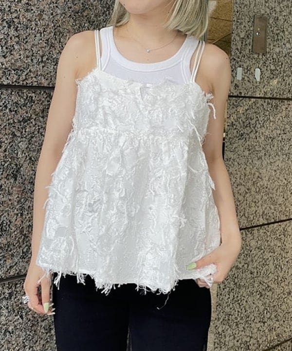 まゆちゃんさんの「BEAMS WOMEN｜フリンジ ジャカード キャミソール」を使ったコーディネート