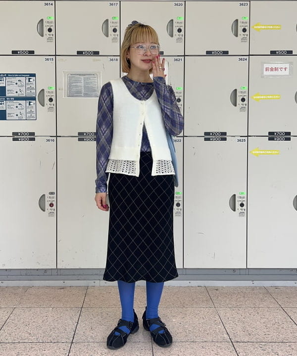 ナカノ アイさんの「BEAMS WOMEN｜アーガイルプリント クルーネック トップス」を使ったコーディネート