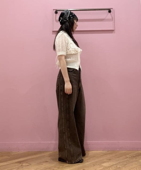 晶さんの「BEAMS WOMEN｜シャギー メッシュ ポロ カーディガン」を使ったコーディネート