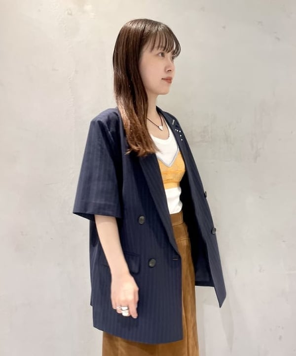 カタヤマ アヤさんの「BEAMS WOMEN｜ラペル ドット ハーフスリーブ ジャケット」を使ったコーディネート