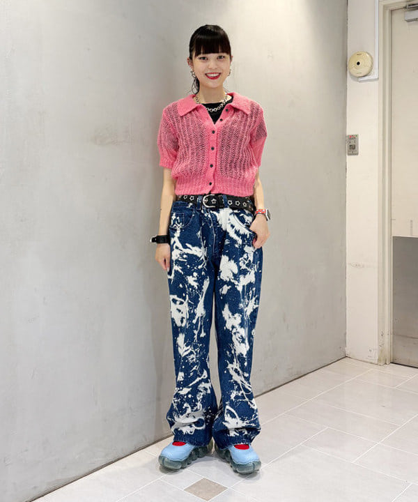 りかちょび/岸本梨佳さんの「BEAMS WOMEN｜シャギー メッシュ ポロ カーディガン」を使ったコーディネート