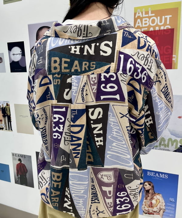 にしだてさんの「BEAMS WOMEN｜ペナント プリント シャツ」を使ったコーディネート