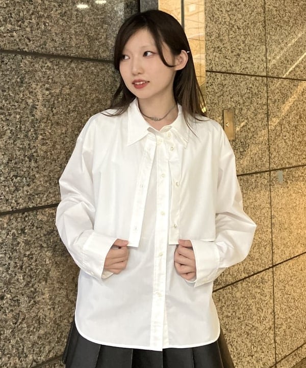 加歩さんの「BEAMS WOMEN｜Ｗカラー レイヤード シャツ」を使ったコーディネート