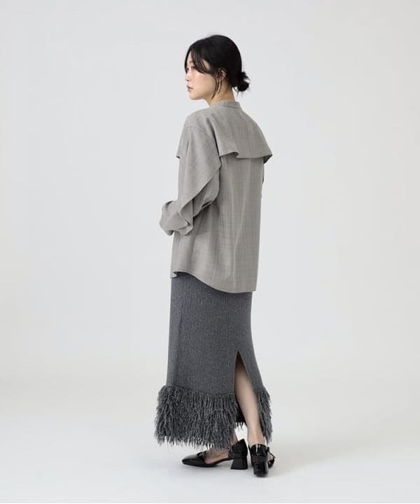 pinさんの「BEAMS WOMEN｜RBS / バンドカラーケープ ブラウス」を使ったコーディネート