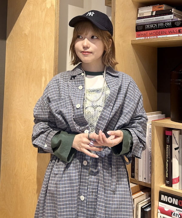 小原 もこさんの「BEAMS WOMEN｜カスリ モヘア ベースボール」を使ったコーディネート