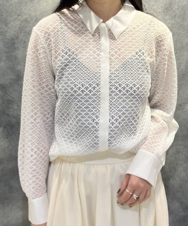 OSUMIさんの「BEAMS WOMEN｜比翼 レース シャツ」を使ったコーディネート