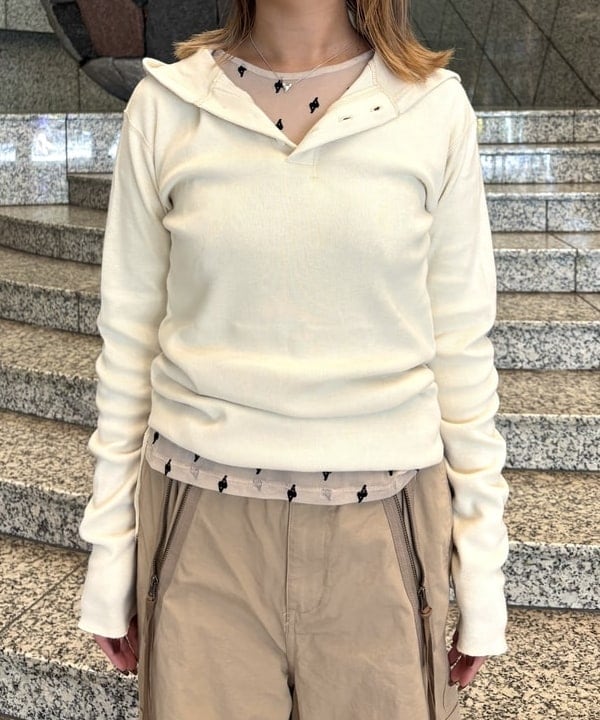 あすかさんの「BEAMS WOMEN｜【別注】Healthknit × maturely / フーデッド ヘンリー ロングスリーブ」を使ったコーディネート