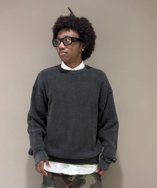 NADEL ナデールさんの「BEAMS WOMEN｜【別注】Champion / Big Waffle Long Sleeve Shirt」を使ったコーディネート