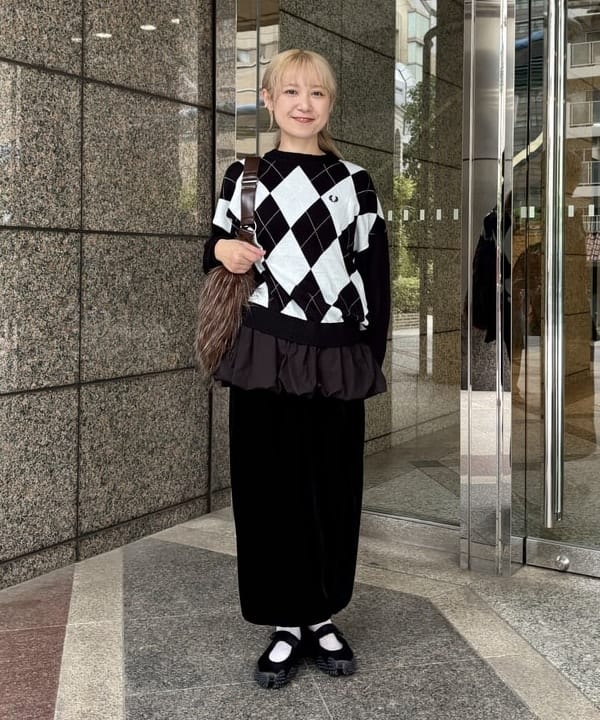YABUさんの「BEAMS WOMEN｜【別注】FRED PERRY / ARGYLE JUMPER」を使ったコーディネート
