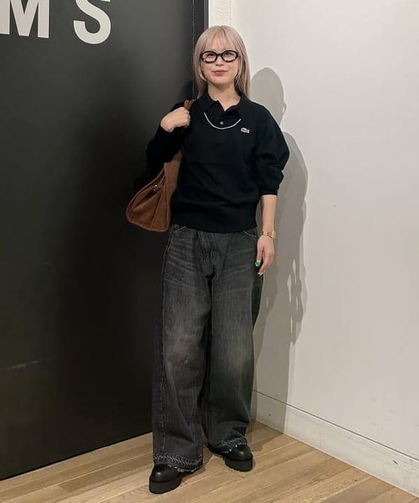 ando naoさんの「BEAMS WOMEN｜【別注】LACOSTE / ニット ポロシャツ」を使ったコーディネート