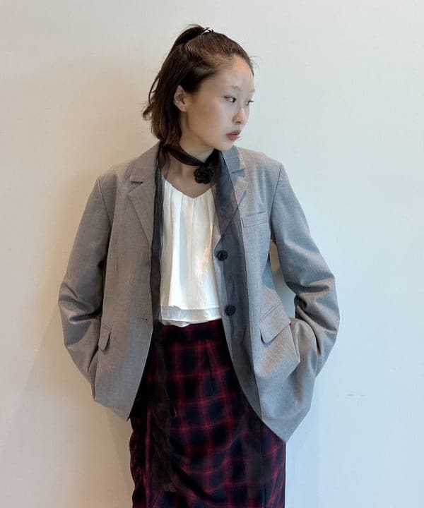 水野 萌香さんの「BEAMS WOMEN｜チェック シャーリング タイトスカート」を使ったコーディネート