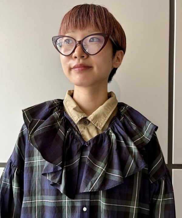 みりさんの「チェック フリルカラー シャツ」を使ったコーディネート