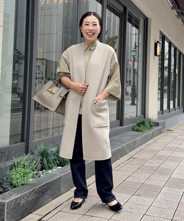 Demi-Luxe BEAMS AK+1 / 2WAY ベルテッド ジレ Demi-Luxe BEAMS ベスト ジレ AK+1 / 片畦 Vネック ニット