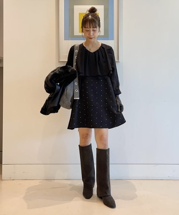 大木さんの「BEAMS WOMEN｜ドットプリント ミニ キャミワンピース」を使ったコーディネート