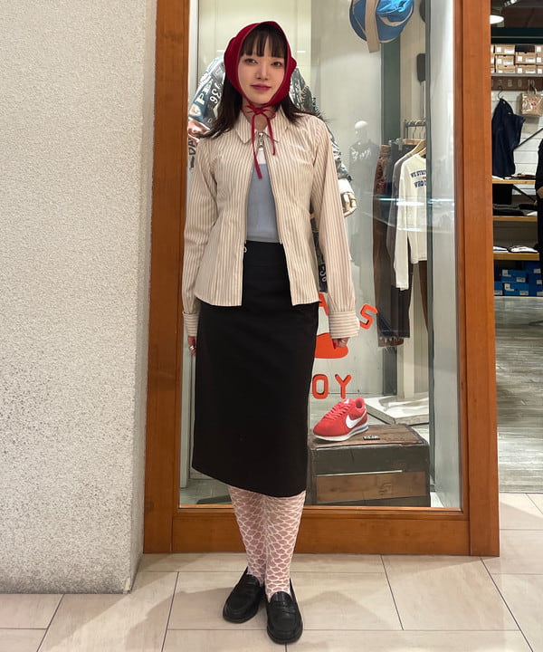 rinnaさんの「BEAMS WOMEN｜ストライプ ジップ シャツ」を使ったコーディネート