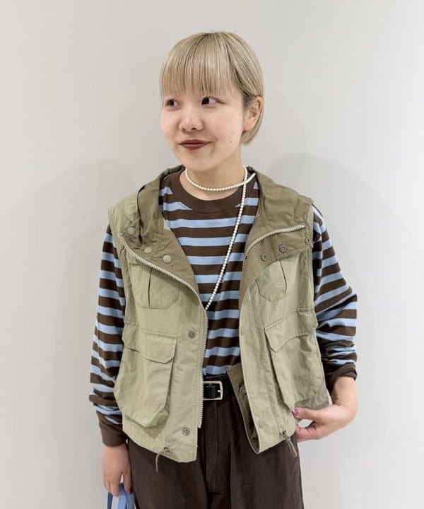 yokoyama shionさんの「BEAMS WOMEN｜ベーシック ボーダー ロングスリーブ」を使ったコーディネート