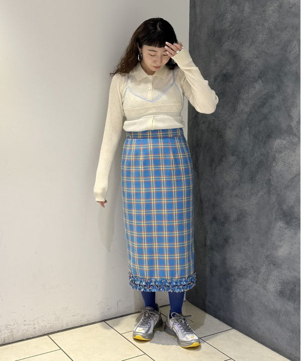 庭野 優紀さんの「BEAMS WOMEN｜リブ ポロ カーディガン」を使ったコーディネート