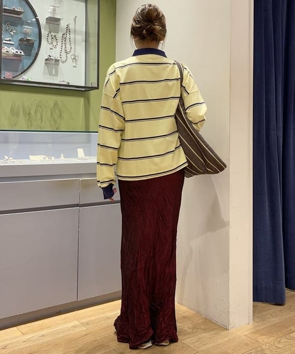 大木さんの「BEAMS WOMEN｜【別注】Champion / ボーダー ポロシャツ」を使ったコーディネート