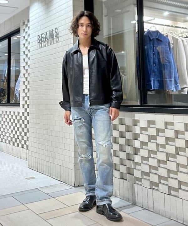 Kellyさんの「BEAMS WOMEN｜ワイドフィット レザー ジップブルゾン」を使ったコーディネート